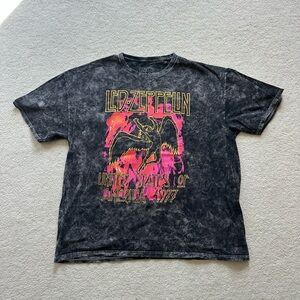 Led Zeppelin Graphic Band Tee - Black with Pink & Orange Print